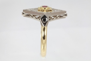 Two tone diamond and ruby dress ring_8855